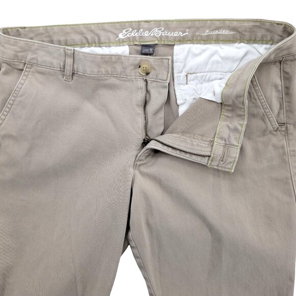 Eddie Bauer Boyfriend Chino Pants Womens Khaki Beige Flat Front Size 12 - Picture 5 of 11